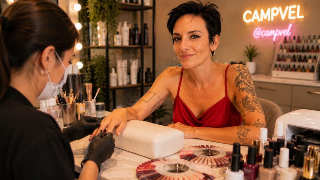 Cliente realizando manicura profesional para boda en Campvel Alfafar Valencia