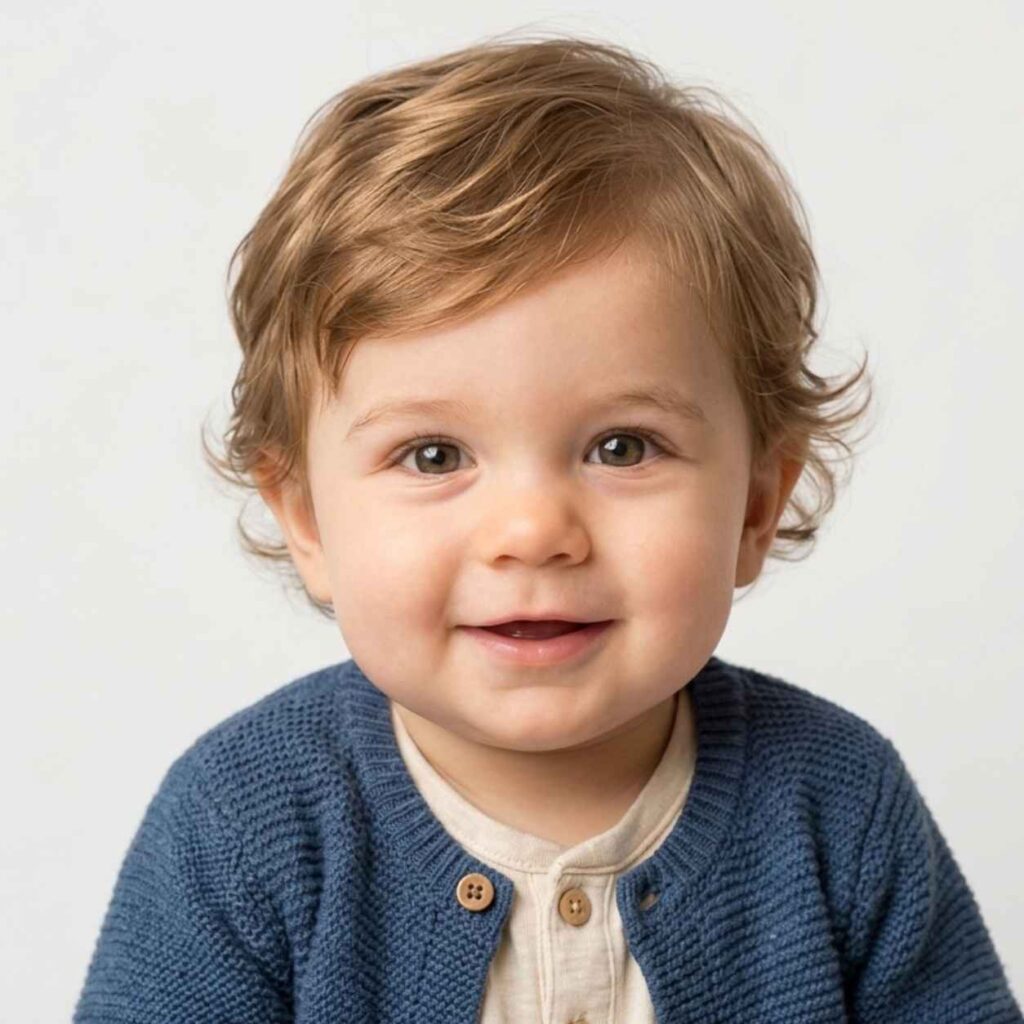 Peinado infantil moderno con volumen y movimiento