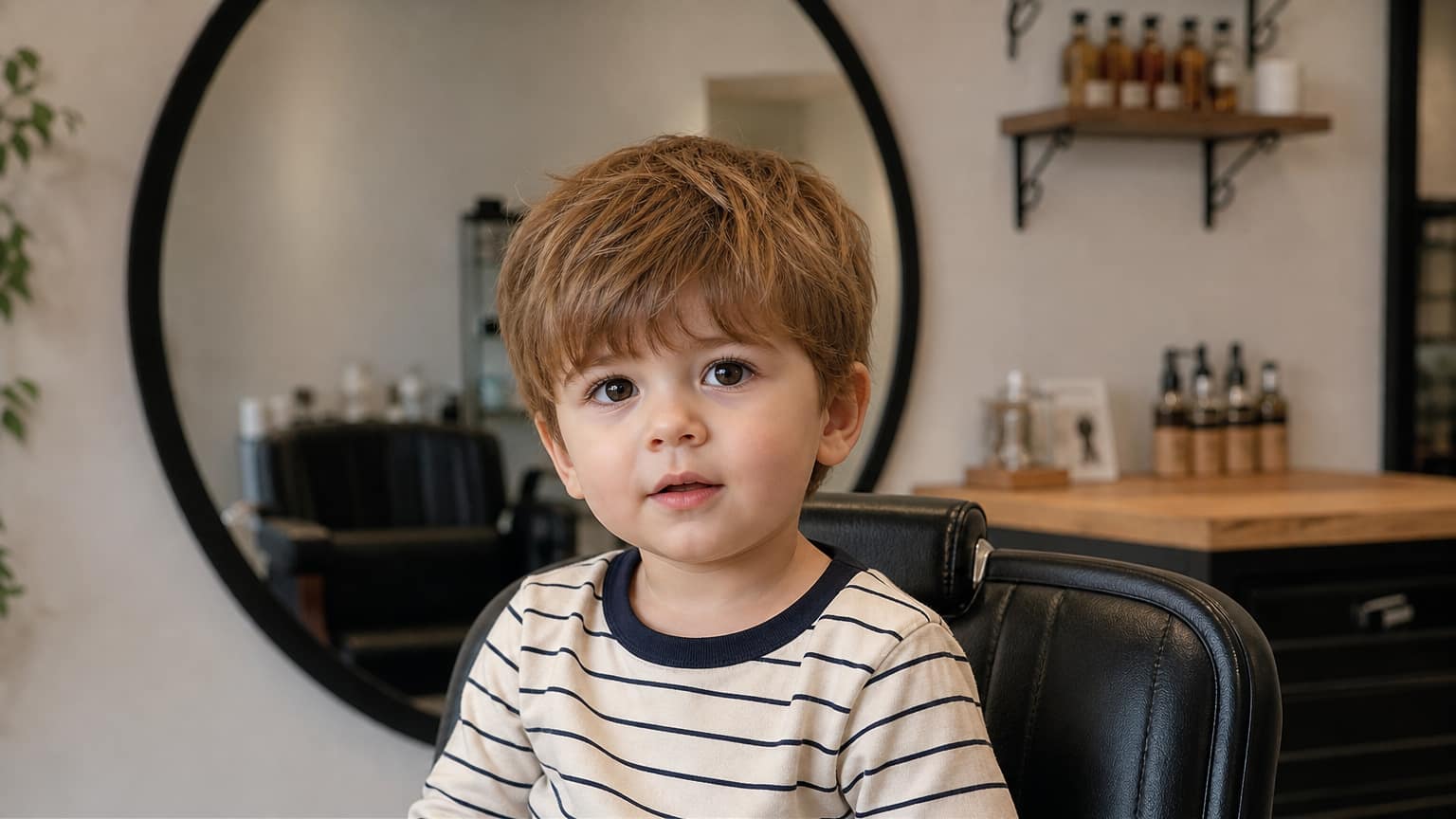 Niño con corte mop top para bebé de 1 año con cabello despeinado y textura natural