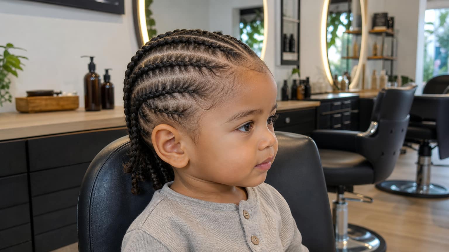 Peinado con trenzas para bebé de 1 año estilo urbano
