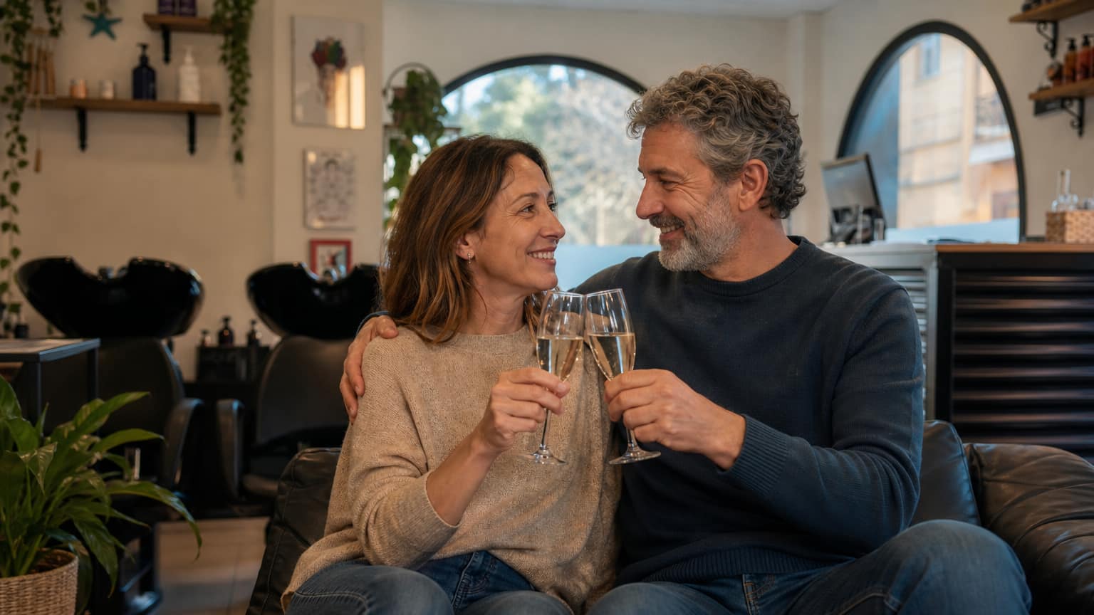 Una pareja celebrando su bodas de plata.