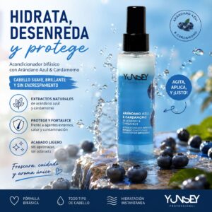 Acondicionador bifásico Yunsey Arándano Azul y Cardamomo para hidratar, desenredar y proteger el cabello