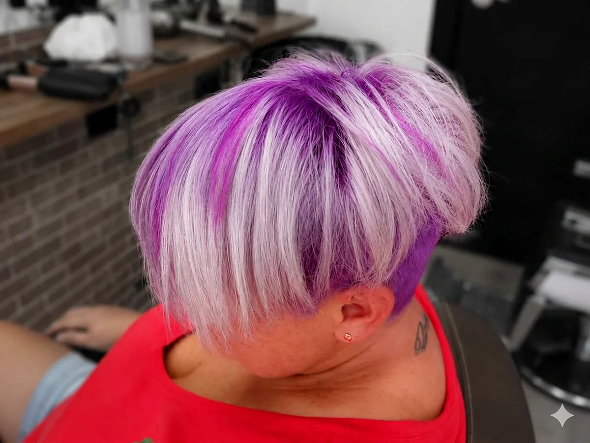 Tinte fantasía rosa y violeta realizado en CAMPVEL Valencia
